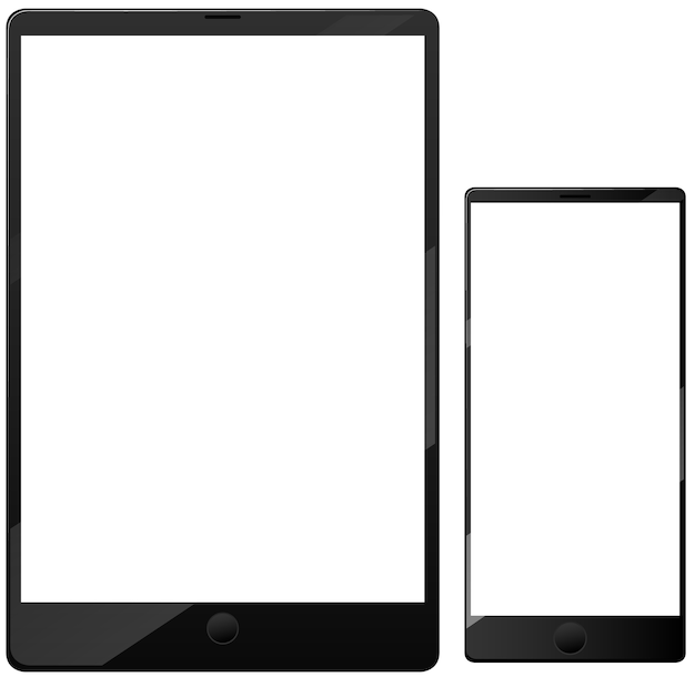 Free Vector Blank Screen Smartphone And Tablet Icon Isolated On White Background