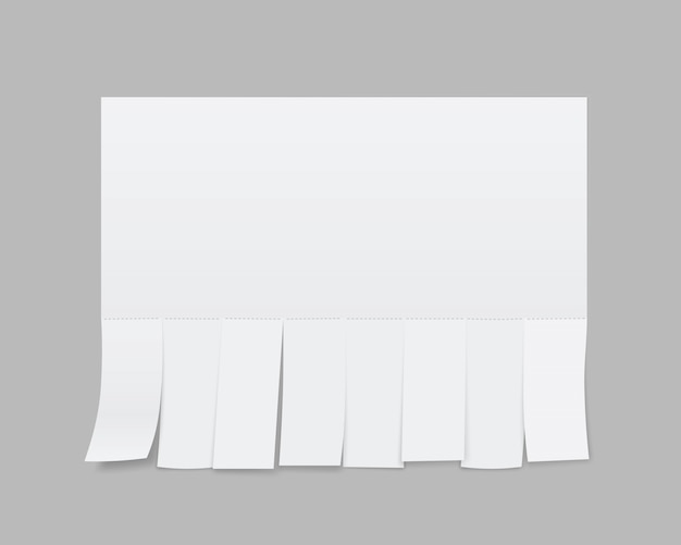 Blank sheet paper advertising, tearoff cut slips. Vector Premium