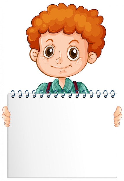 Download Blank sign template with cute boy on white background | Free Vector