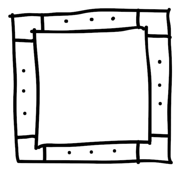 Premium Vector | Blank square frame in cute doodle pattern style