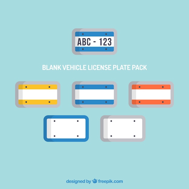 Blank vehicle license plate pack