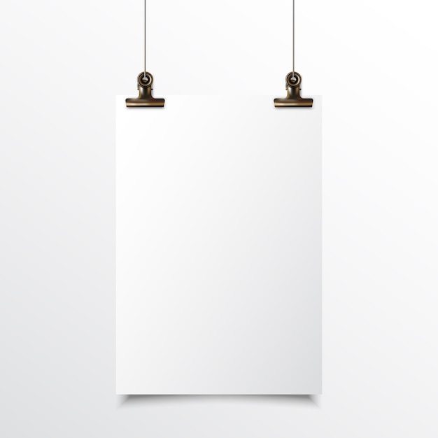 Download Blank vertical paper hanging realistic mock up with gold ...