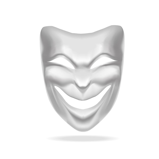 Premium Vector | Blank white comedy mask theatre.