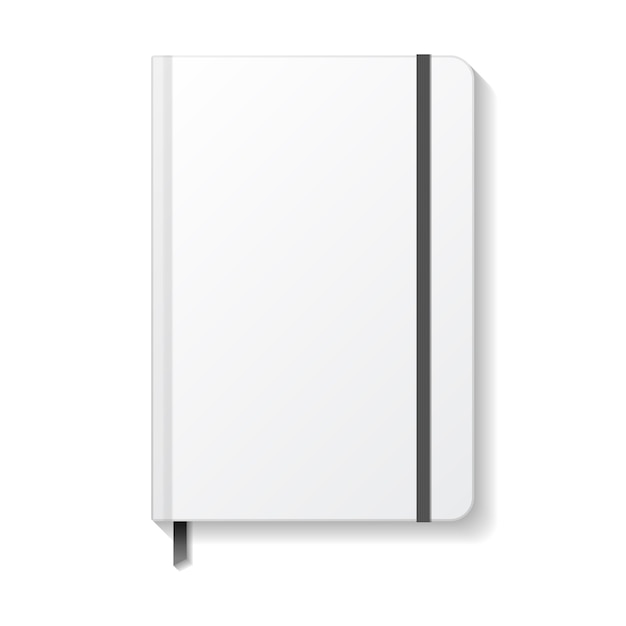 Download Premium Vector Blank White Notebook With Black Elastic And Ribbon Bookmark Mockup Template