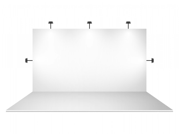 Download Premium Vector | Blank white trade show booth with lighting