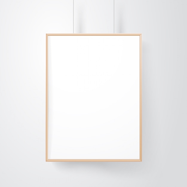 Download Blank wood frame on the wall vector mockup | Premium Vector