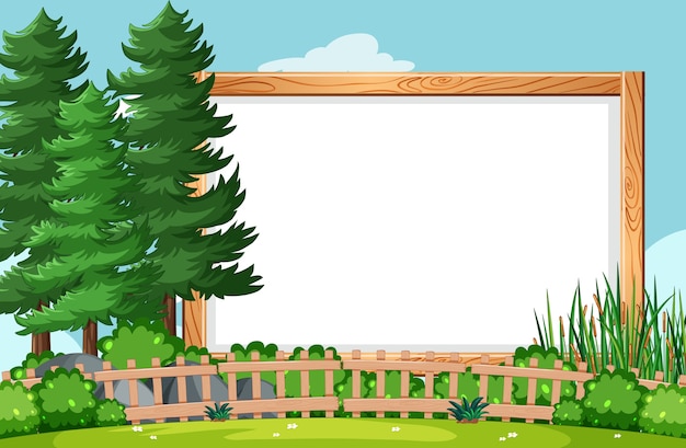 Typisk gentagelse Arne Free Vector | Blank wooden frame in nature park scene