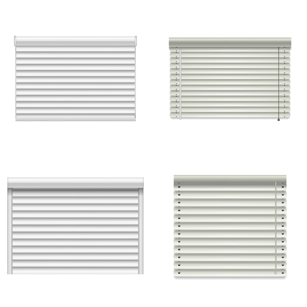 Download Blind window curtains mockup set. realistic illustration of 4 blind window curtains mockups for ...