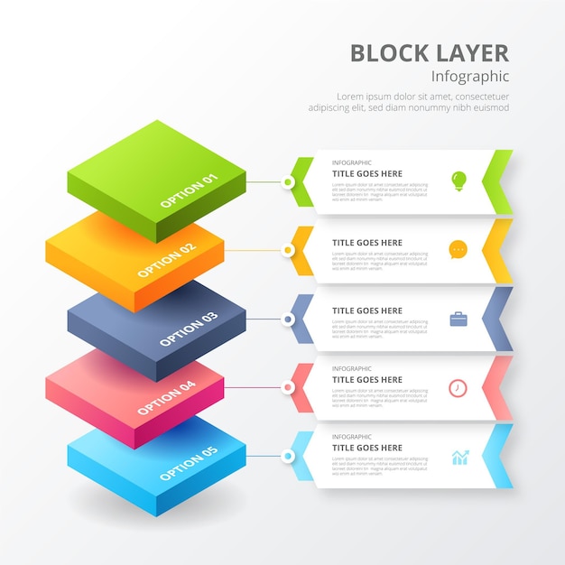 Download Block layers template for infographic | Free Vector