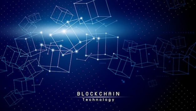 Premium Vector | Blockchain Technology Design On Blue Background