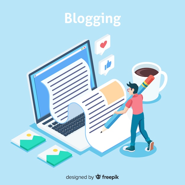 Blog concept with isometric view Free Vector