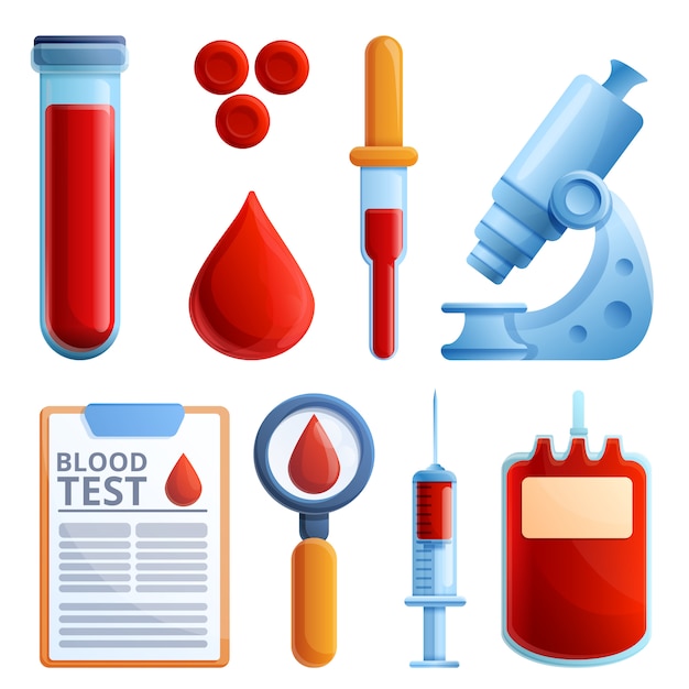 Premium Vector Blood Test Icons Set Cartoon Style