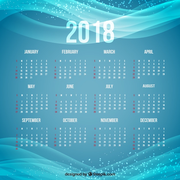 Download Blue 2018 calendar | Free Vector