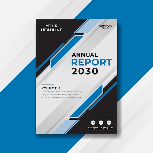 Premium Vector | Blue abstract annual report cover design