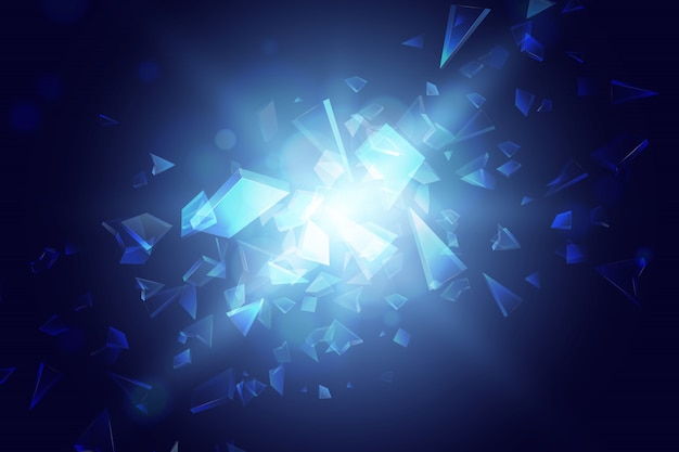 Blue abstract polygon explosion background Premium Vector