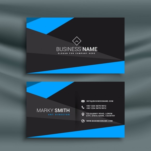 Blue and black business card
