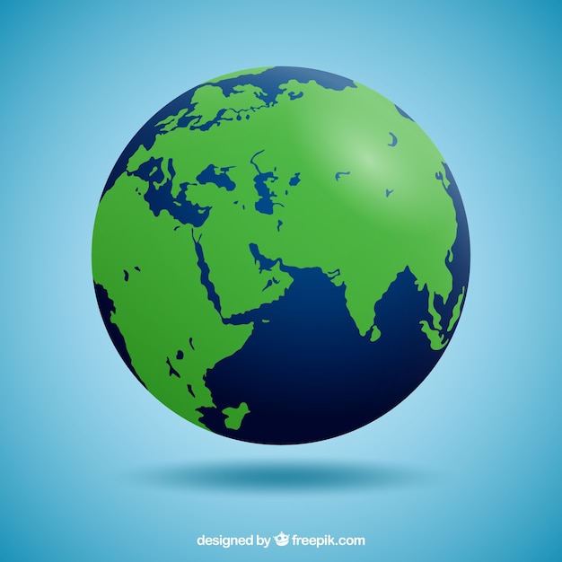 Blue and green earth globe in realistic\
design