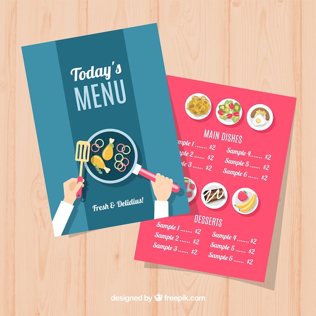 Blue and red restaurant menu Vector | Free Download