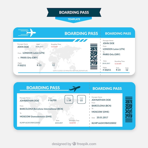 Blue and white boarding pass template Vector | Free Download