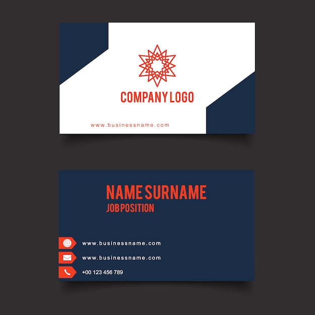 Blue and white business card