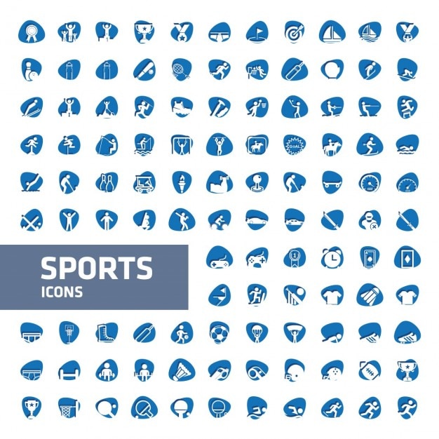blue and white sport icon collection vector