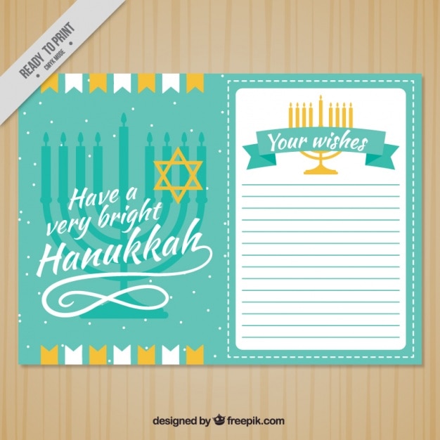 Blue and yellow card for hanukkah