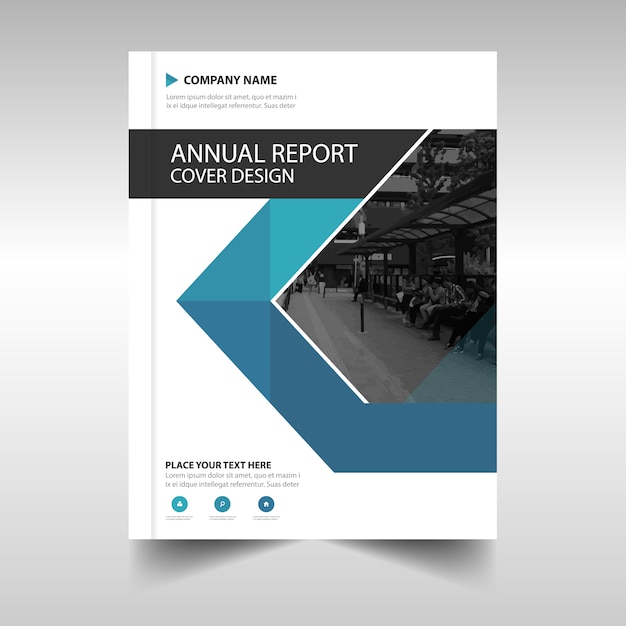 Blue annual report book cover template Vector | Free Download