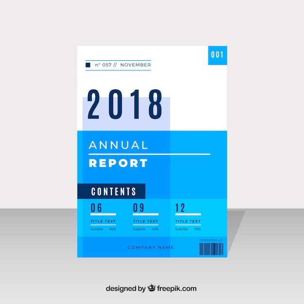 Blue Annual Report Cover Free Vector