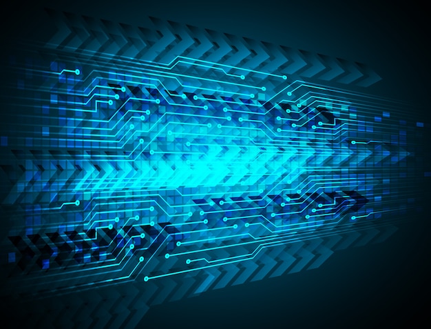 Blue arrow cyber circuit future technology concept background Premium Vector