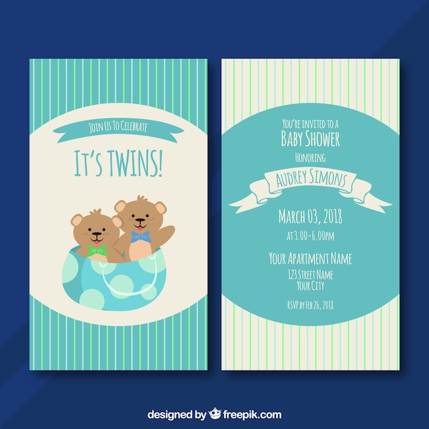 Download Blue baby shower card | Free Vector