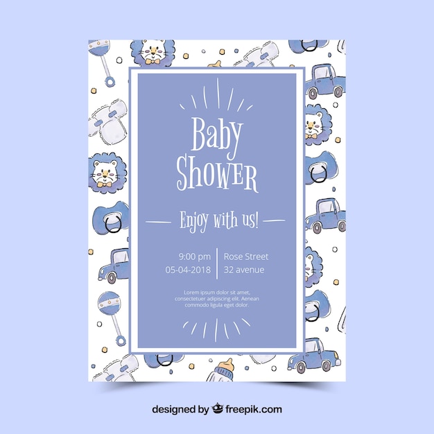 Download Free Vector | Blue baby shower invitation template