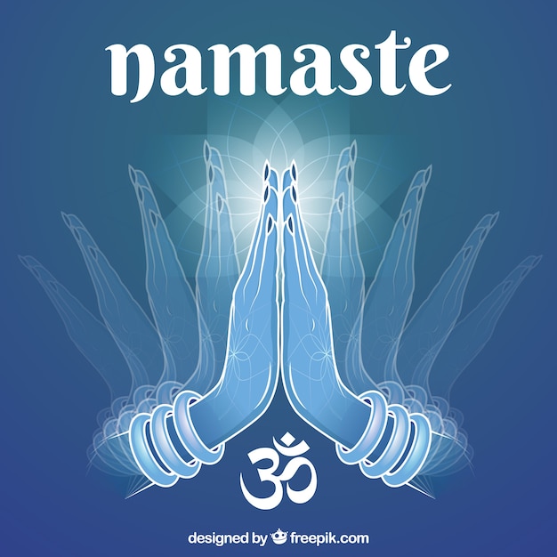 Blue Background With Namaste Greeting Vector Free Download