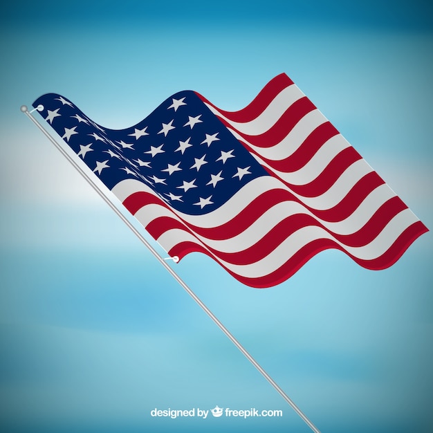 Download Blue background with realistic flag of united states ...