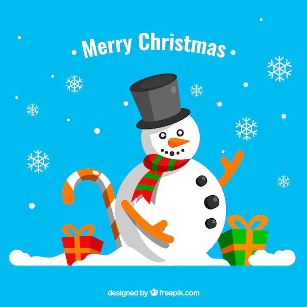 Free Vector | Blue background with snowman