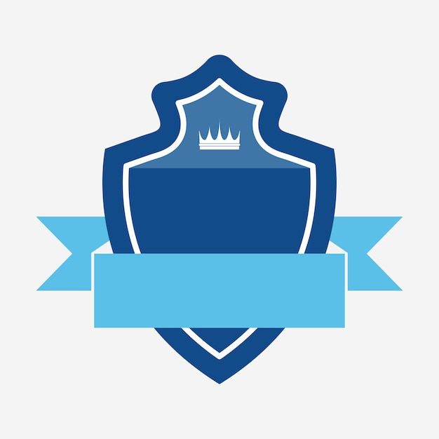 Blue badge embellished with a banner | Free Vector