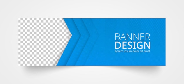 Premium Vector | Blue banner in abstract design with place for photo