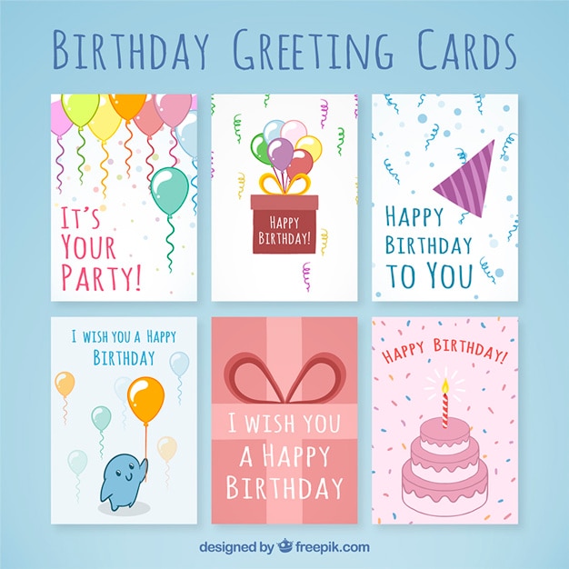 Free Vector | Blue birthday greeting cards
