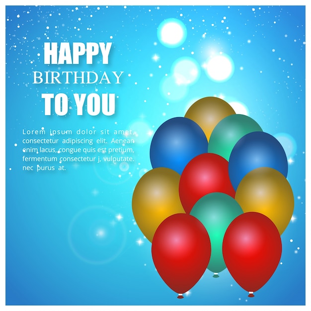 Free Vector | Blue birthday template with balloons