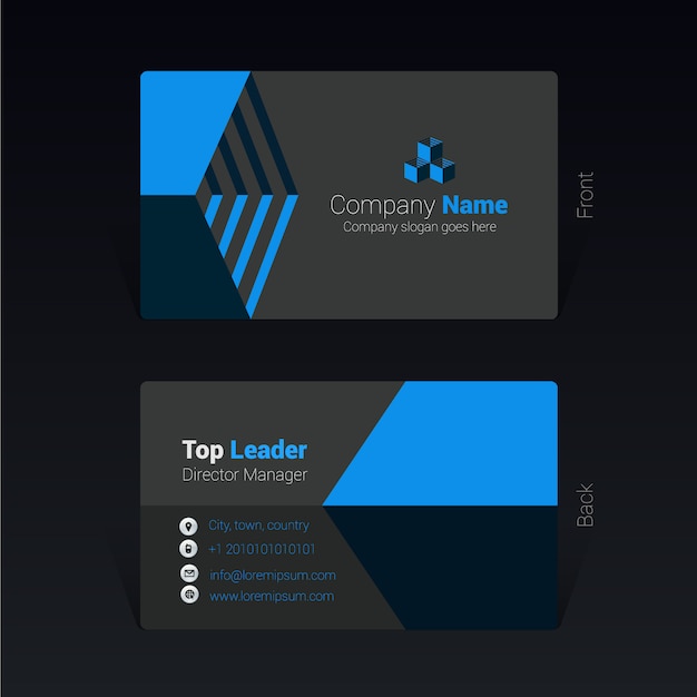 Premium Vector | Blue and black business card