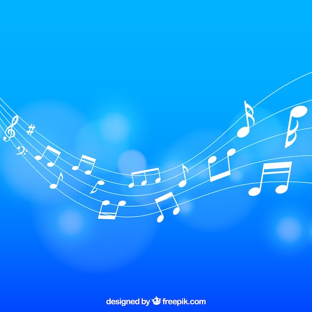Blue blurred background with musical notes Vector | Free Download
