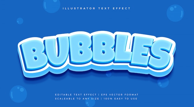 Blue bubbles text style font effect | Premium Vector