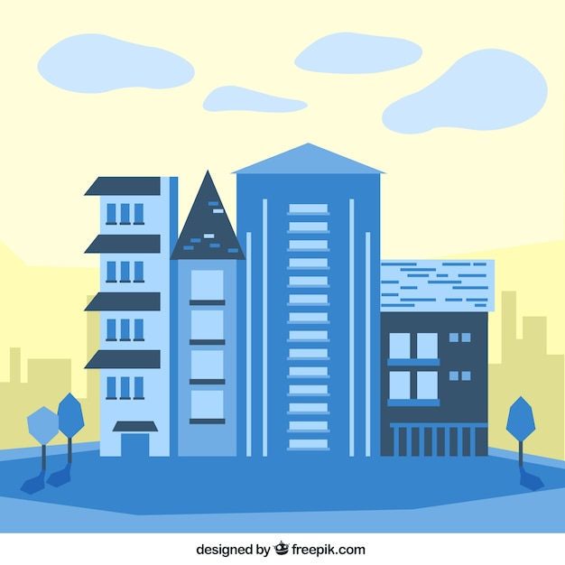 Free Vector | Blue buildings