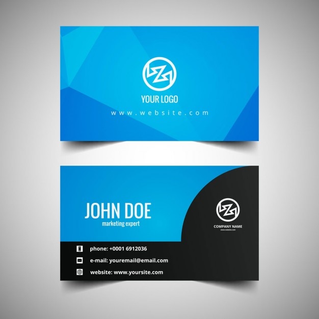 blue business card in polygonal style_1035 1182