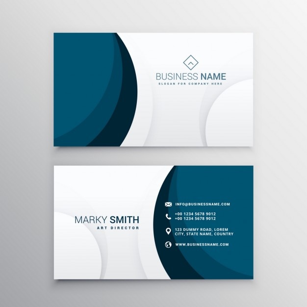Blue business card with circular shapes