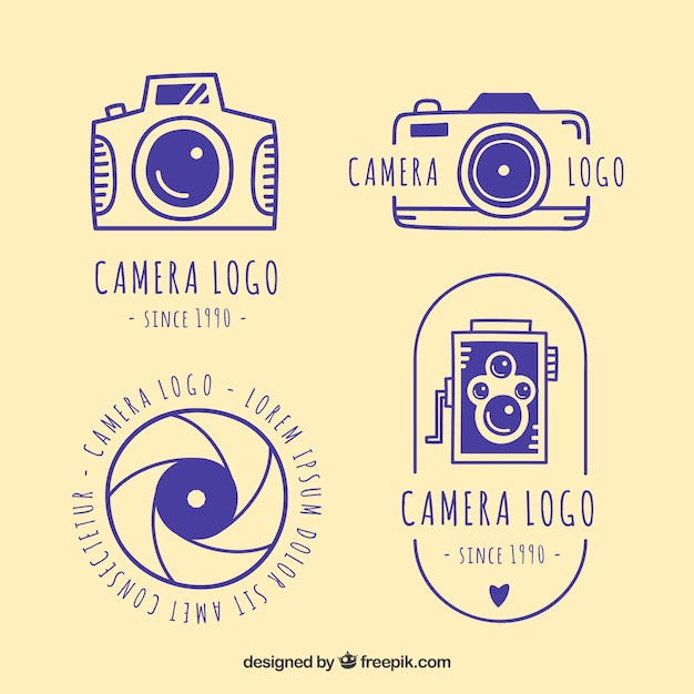 Blue camera logo collection Vector | Free Download