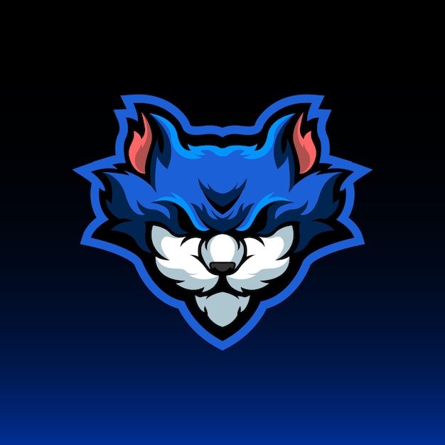 Premium Vector | Blue cat mascot logo