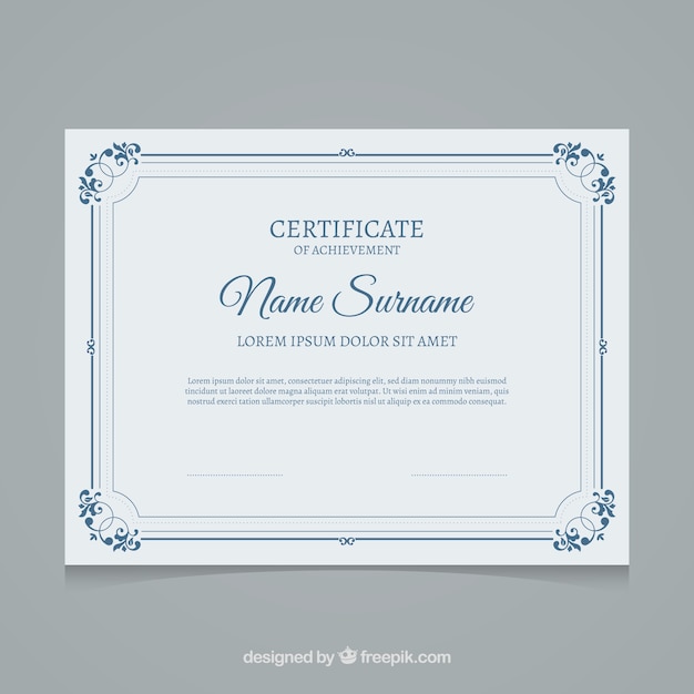 Blue certificate template | Free Vector