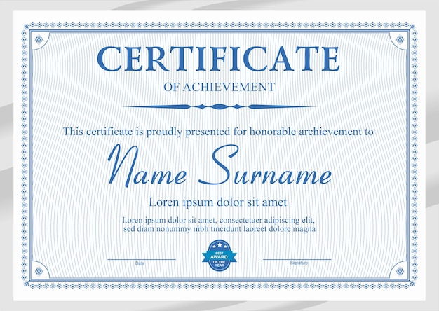 Premium Vector | Blue certificate template