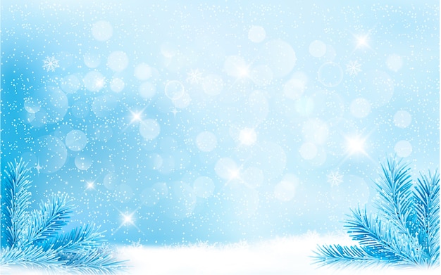 Premium Vector | Blue christmas background with tree branches and ...