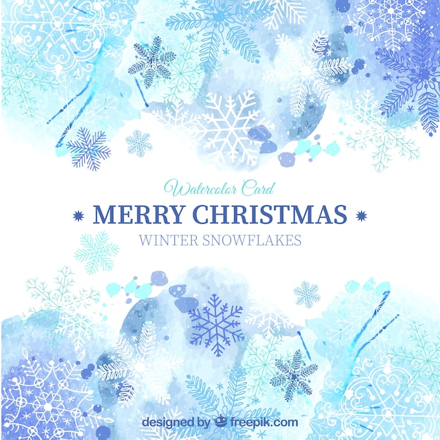 Blue christmas card in watercolor style Vector | Free Download